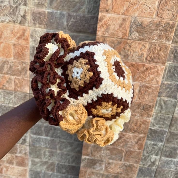 Crochet ruffle hat